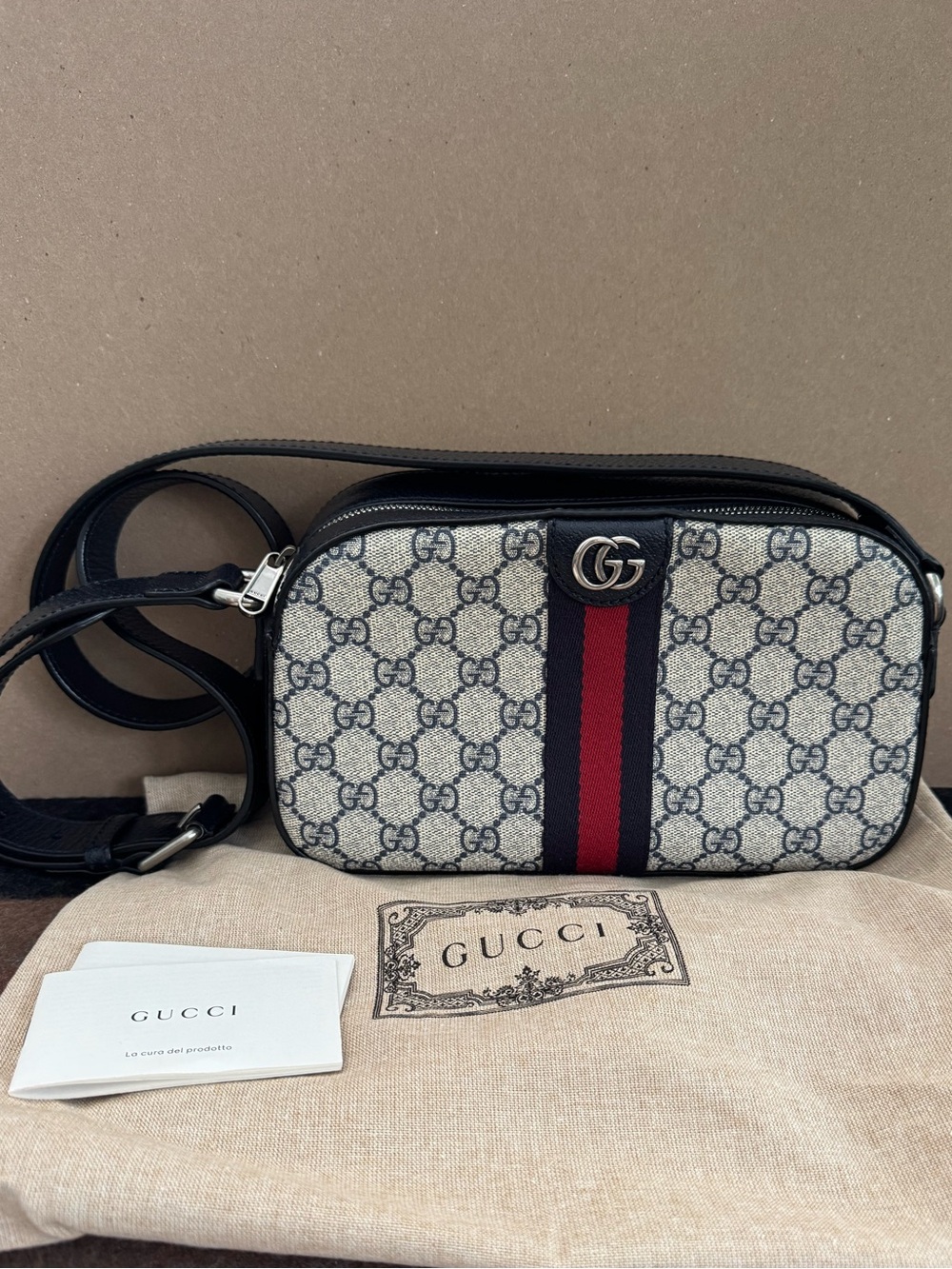 Gucci Supreme Ophidia Camera Bag - Small, Navy